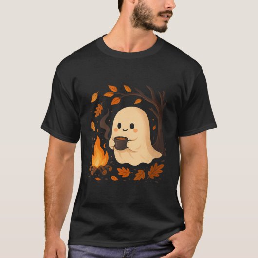 Dames Ghost By Campfire Met Mok V-hals T-shirt (Voorkant)