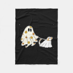 Dames Ghost Dog Hondenliefhebbers Halloween V-hals Fleece Deken