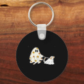 Dames Ghost Dog Hondenliefhebbers Halloween V-hals Sleutelhanger (Voorkant)