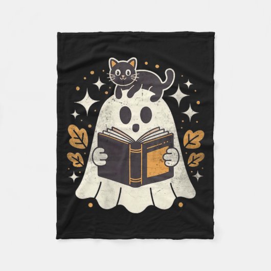 Dames Ghost Reading Book Halloween Bibliotheek Zwa Fleece Deken (Voorkant)