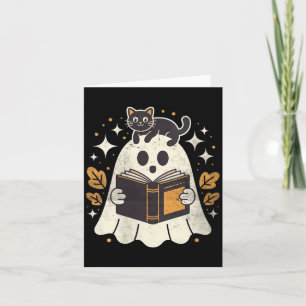 Dames Ghost Reading Book Halloween Bibliotheek Zwa Kaart