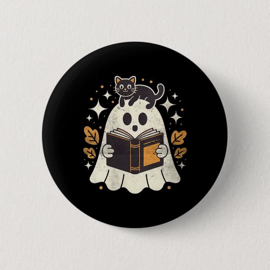 Dames Ghost Reading Book Halloween Bibliotheek Zwa Ronde Button 5,7 Cm (Voorkant)