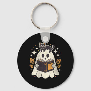 Dames Ghost Reading Book Halloween Bibliotheek Zwa Sleutelhanger