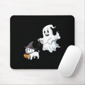 Dames Ghost Walks The Dog Halloween V-Neck Muismat (Met muis)