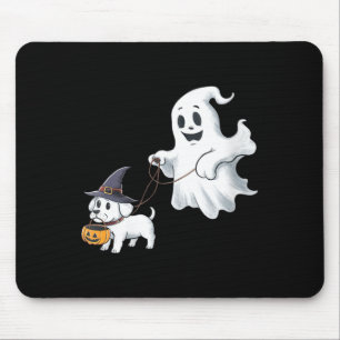 Dames Ghost Walks The Dog Halloween V-Neck Muismat