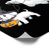 Dames Ghost Walks The Dog Halloween V-Neck Poster (Hoek)