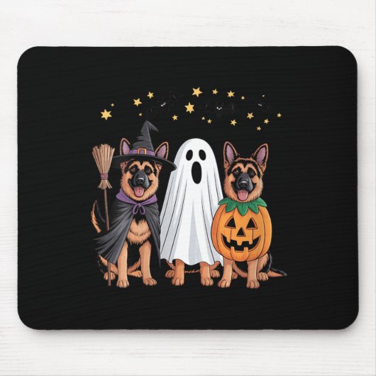 Dames Ghost Witch Pompoen Duitse Herdershond Muismat (Voorkant)