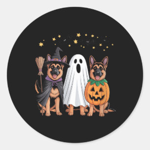 Dames Ghost Witch Pompoen Duitse Herdershond Ronde Sticker