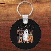 Dames Ghost Witch Pompoen Duitse Herdershond Sleutelhanger (Voorkant)