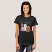 Dames Ghost Witch Pompoen Engelse Bulldog Hond T-shirt (Voorkant volledig)