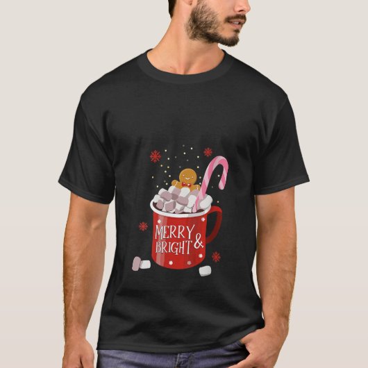 Dames Gingerbread Retro Merry And Bright Kerstmis T-shirt (Voorkant)