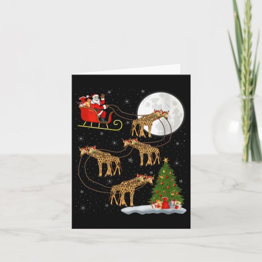 Dames Giraffe Kerstman slee van vliegende grappige Kaart (Voorkant)