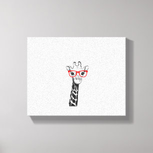 Dames Giraffe met Bril Cadeau voor Dierentuin Dier Canvas Afdruk