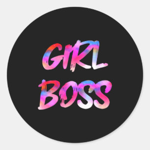 Dames Girl Boss V-hals Ronde Sticker