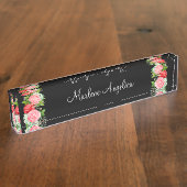 Dames Girly Monogram Floral Naambordje (Zijkant)
