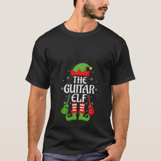 Dames Gitaar Elf Kerstmis Matching Familie Elf Squ T-shirt