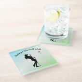 Dames Golf Hole in One Green Business Glazen Onderzetter (Schuin)