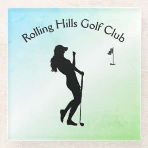 Dames Golf Hole in One Green Business Glazen Onderzetter