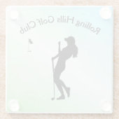 Dames Golf Hole in One Green Business Glazen Onderzetter (Achterkant)