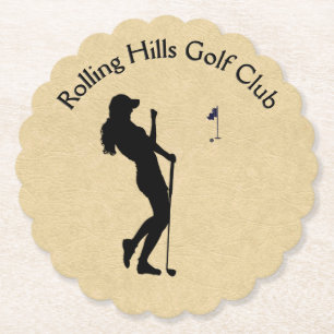 Dames Golf Hole in One Groen Bedrijf Kartonnen Onderzetters
