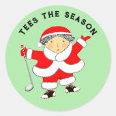 Dames Golf-kerstklassic Round Sticker (Voorkant)