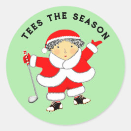 Dames Golf-kerstklassic Round Sticker