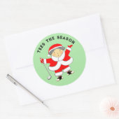 Dames Golf-kerstklassic Round Sticker (Envelop)