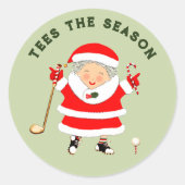 Dames Golf-kerstklassic Round Sticker (Voorkant)