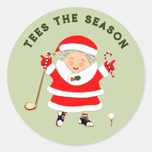 Dames Golf-kerstklassic Round Sticker (Voorkant)