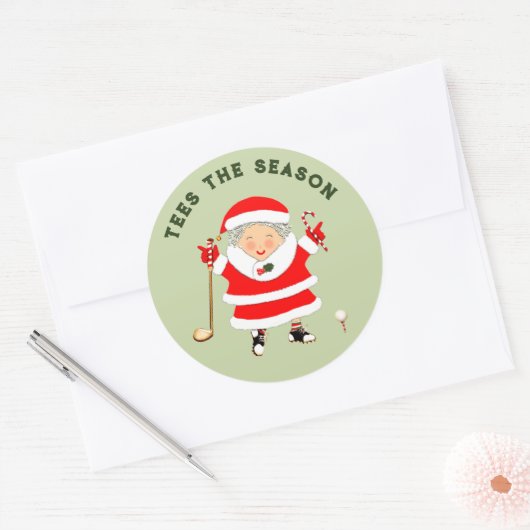Dames Golf-kerstklassic Round Sticker (Envelop)