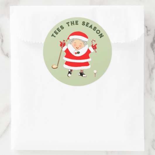 Dames Golf-kerstklassic Round Sticker (Tas)