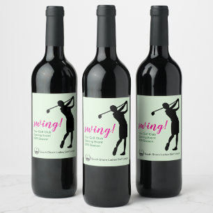 Dames Golf League Party Fles Label Wijn Etiket