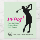 Dames Golf League Party Fles Label Wijn Etiket (Enkel label)