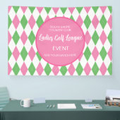 Dames Golf League Roze Groene Argyle Aangepaste Ba Spandoek (Beurs)