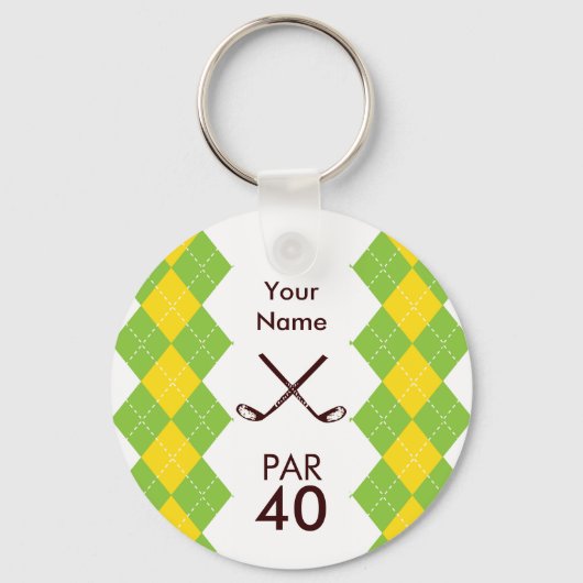 Dames Golf Party Argyle Preppy Sleutelhanger (Voorkant)