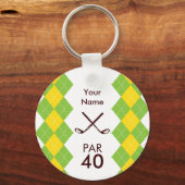 Dames Golf Party Argyle Preppy Sleutelhanger (Voorkant)