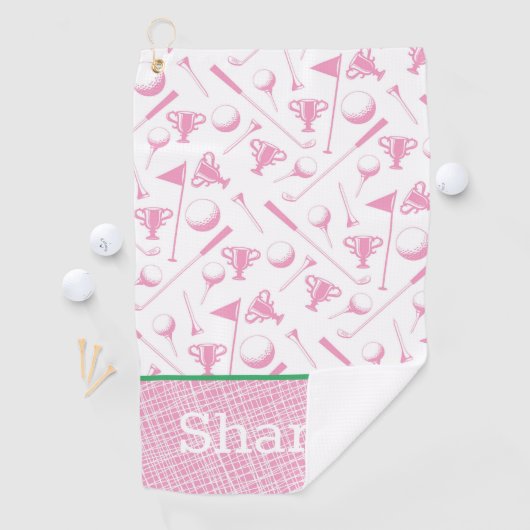 Dames Golf roze witte preppy Golfhanddoek (Insitu)