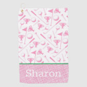 Dames Golf roze witte preppy Golfhanddoek (Voorkant)