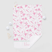 Dames Golf roze witte preppy naam Golfhanddoek (Insitu)