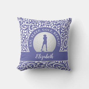 Dames Golf Silhouet Modern Patroon Grappig Paars Kussen