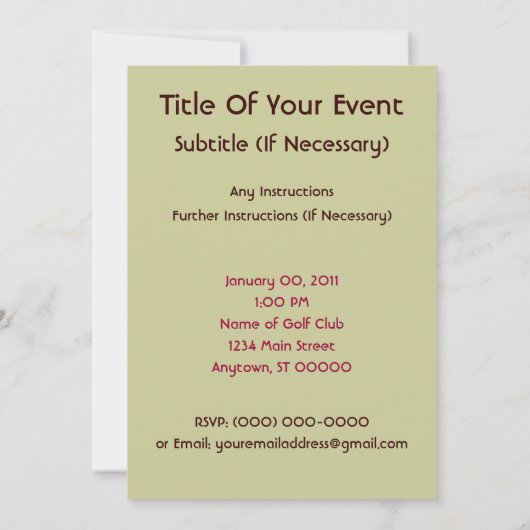 Dames Golf Toernoodoproepen Kaart (Achterkant)