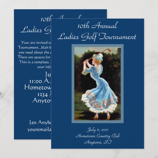 Dames Golf Toernoodoproepen Kaart (Voorkant / Achterkant)