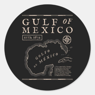 Dames Golf Van Mexico 1672 Historische Kaart V-hal Ronde Sticker