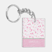 Dames Golfen Roze Groen Preppy Fun Sleutelhanger (Voorkant Links)