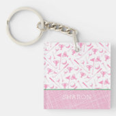 Dames Golfen Roze Groen Preppy Fun Sleutelhanger (Voorkant)
