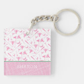 Dames Golfen Roze Groen Preppy Fun Sleutelhanger (Achterkant)