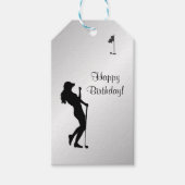 Dames Golfer Birthday Cadeaulabel (Voorkant)