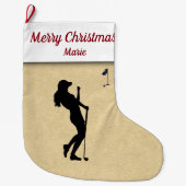 Dames Golfer Grote Kerstsok (Voorkant)