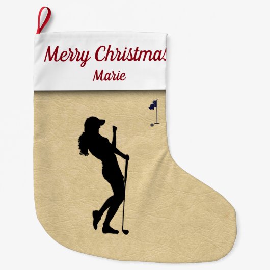 Dames Golfer Grote Kerstsok (Voorkant)