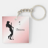 Dames Golfer Personal Roze Sleutelhanger (Achterkant)